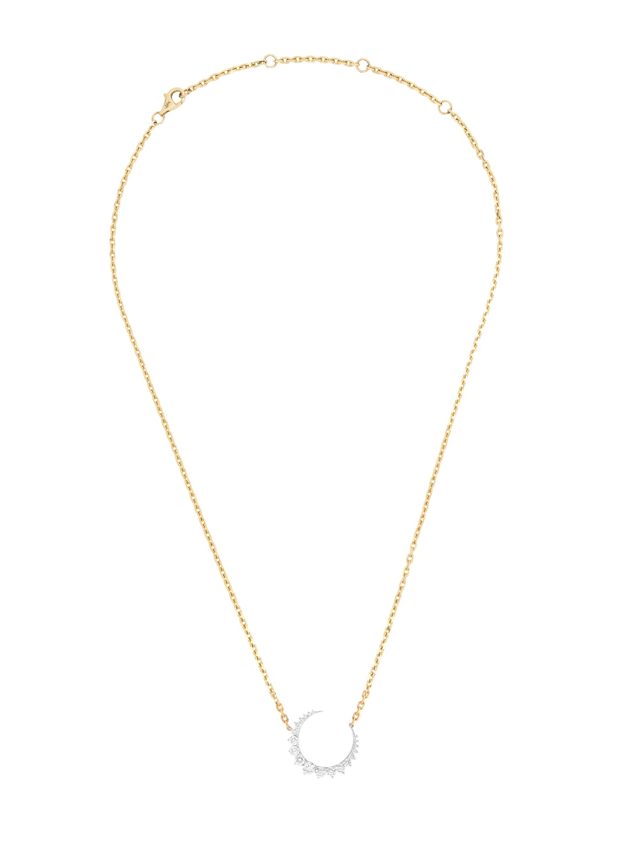 14k Yellow Gold Diamond Half Moon Necklace