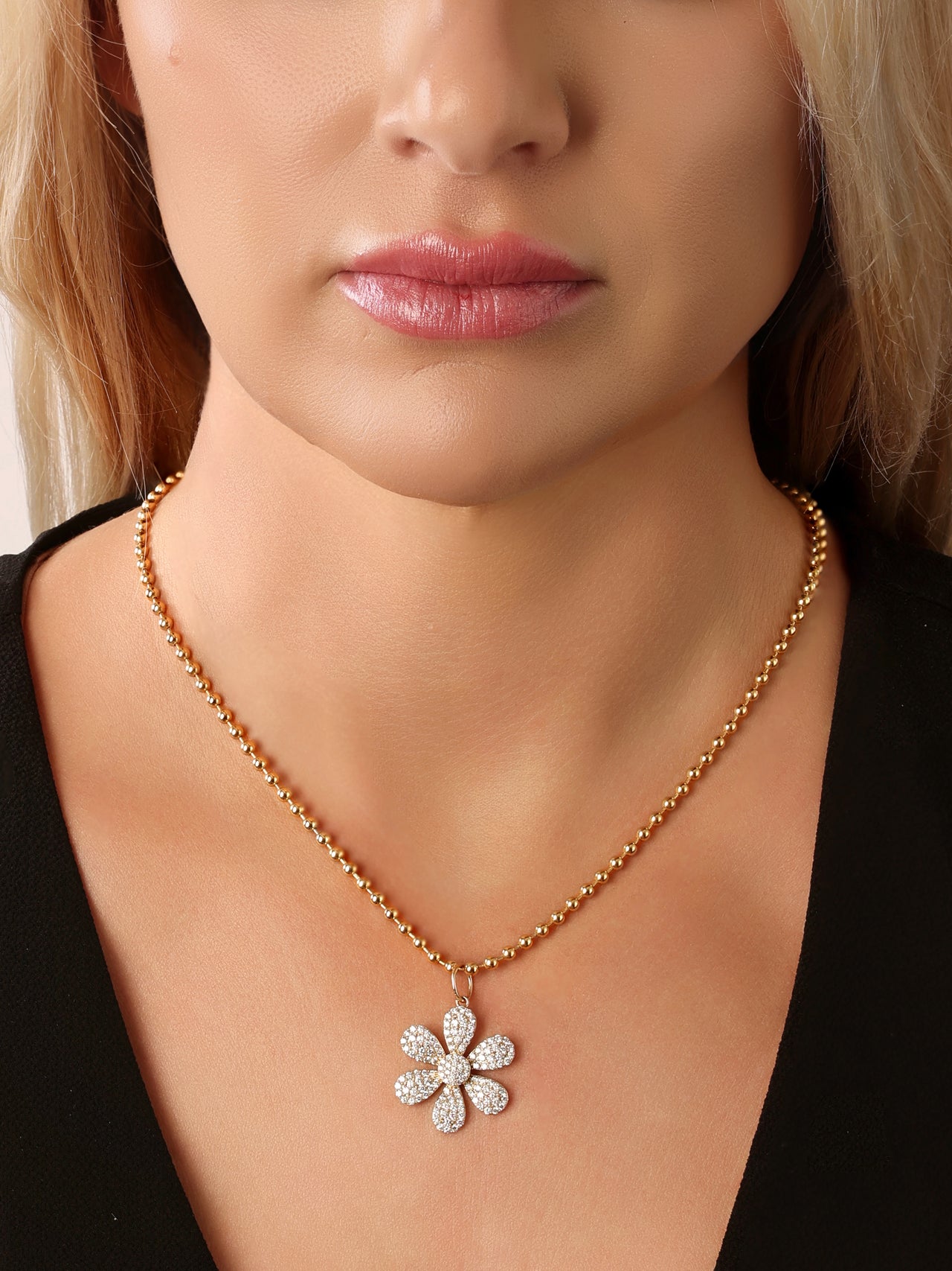 14k Yellow Gold Diamond Daisy Flower Charm