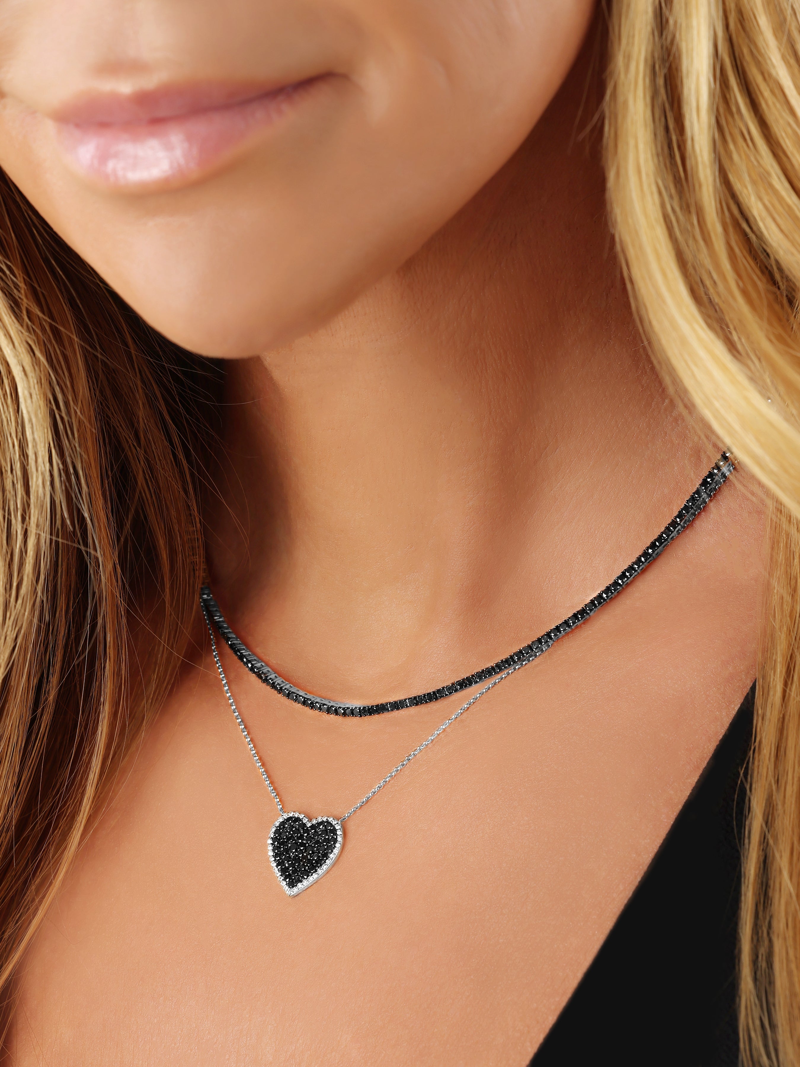 Buy Tiny Black Heart Necklace- 925 Silver – PALMONAS