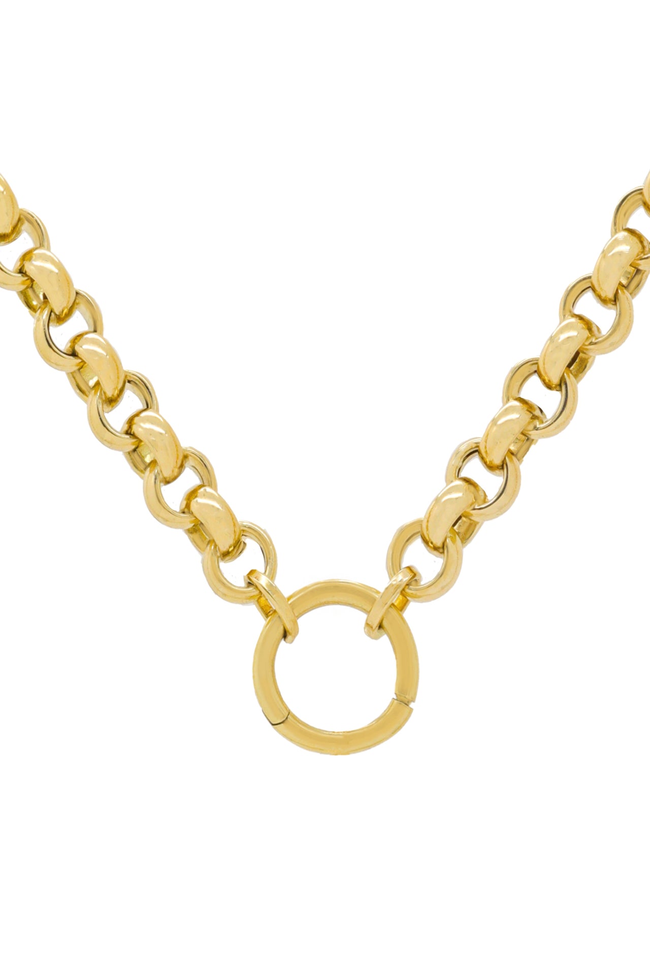 14k Yellow Gold Rolo Charm Chain Necklace