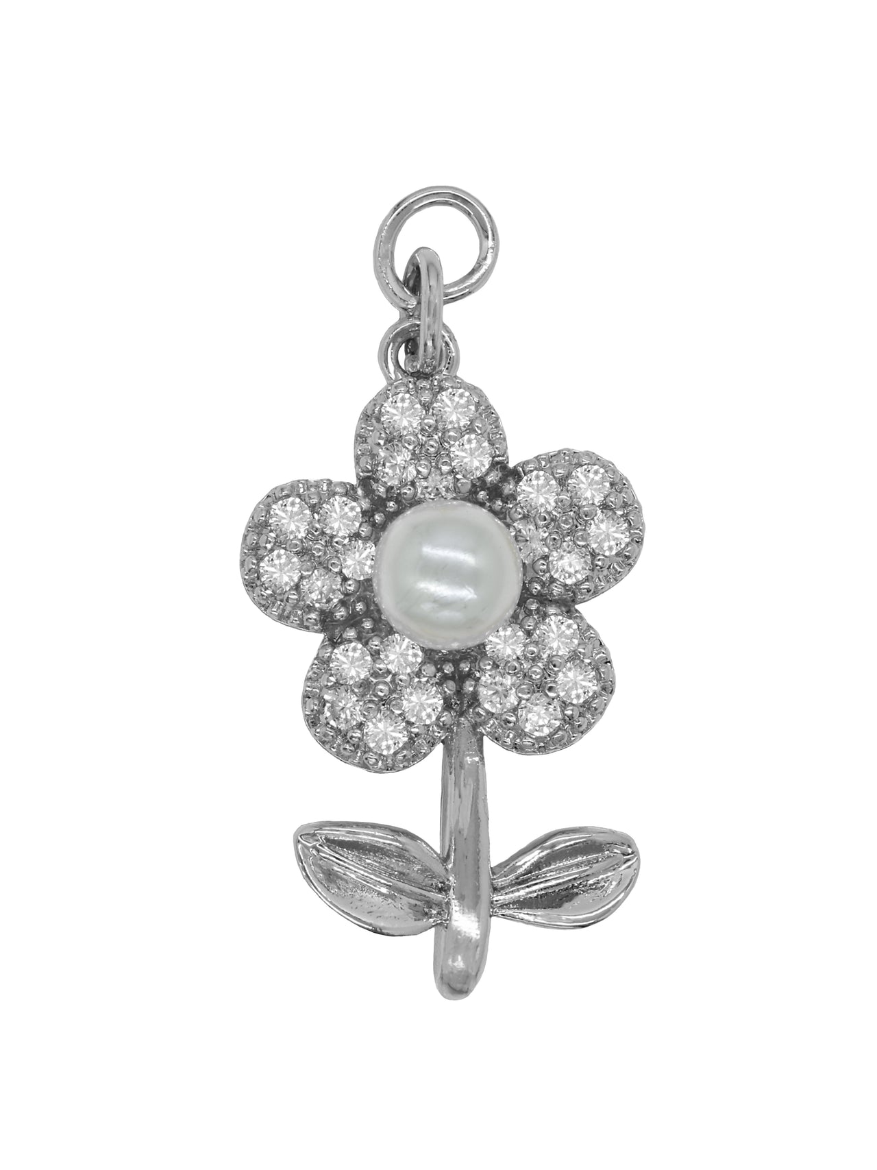 Silver Pearl Sunflower Charm