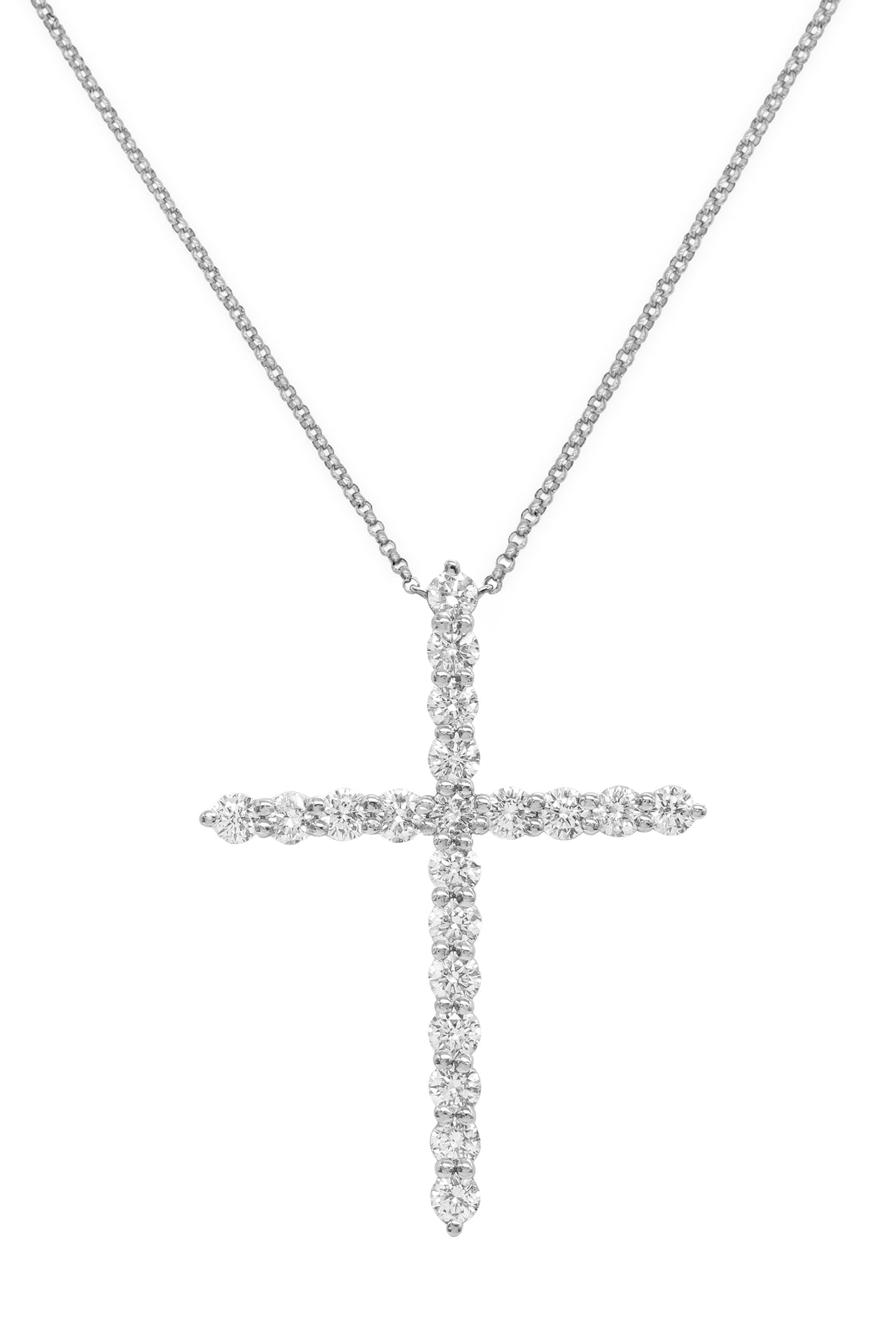 14k White Gold Diamond Large Cross Necklace