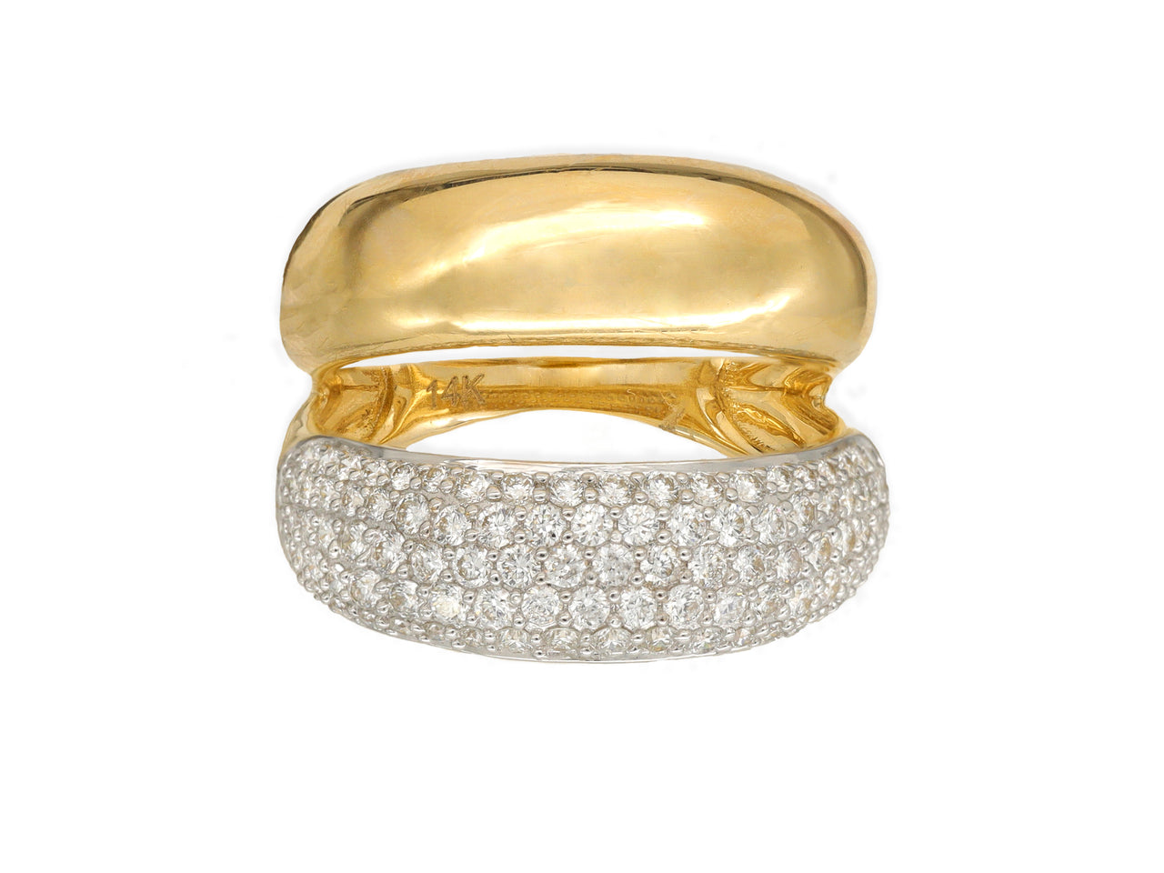 14k Yellow Gold Diamond Double Cloud Ring