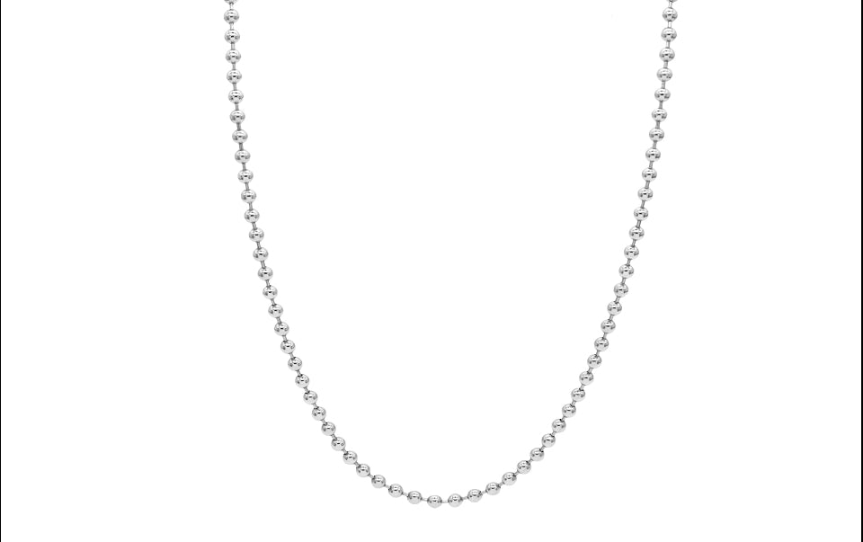 14k White Gold Ball Chain Necklace