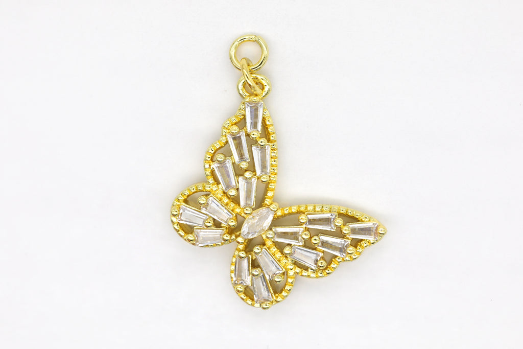 Gold Pave Side Butterfly Charm