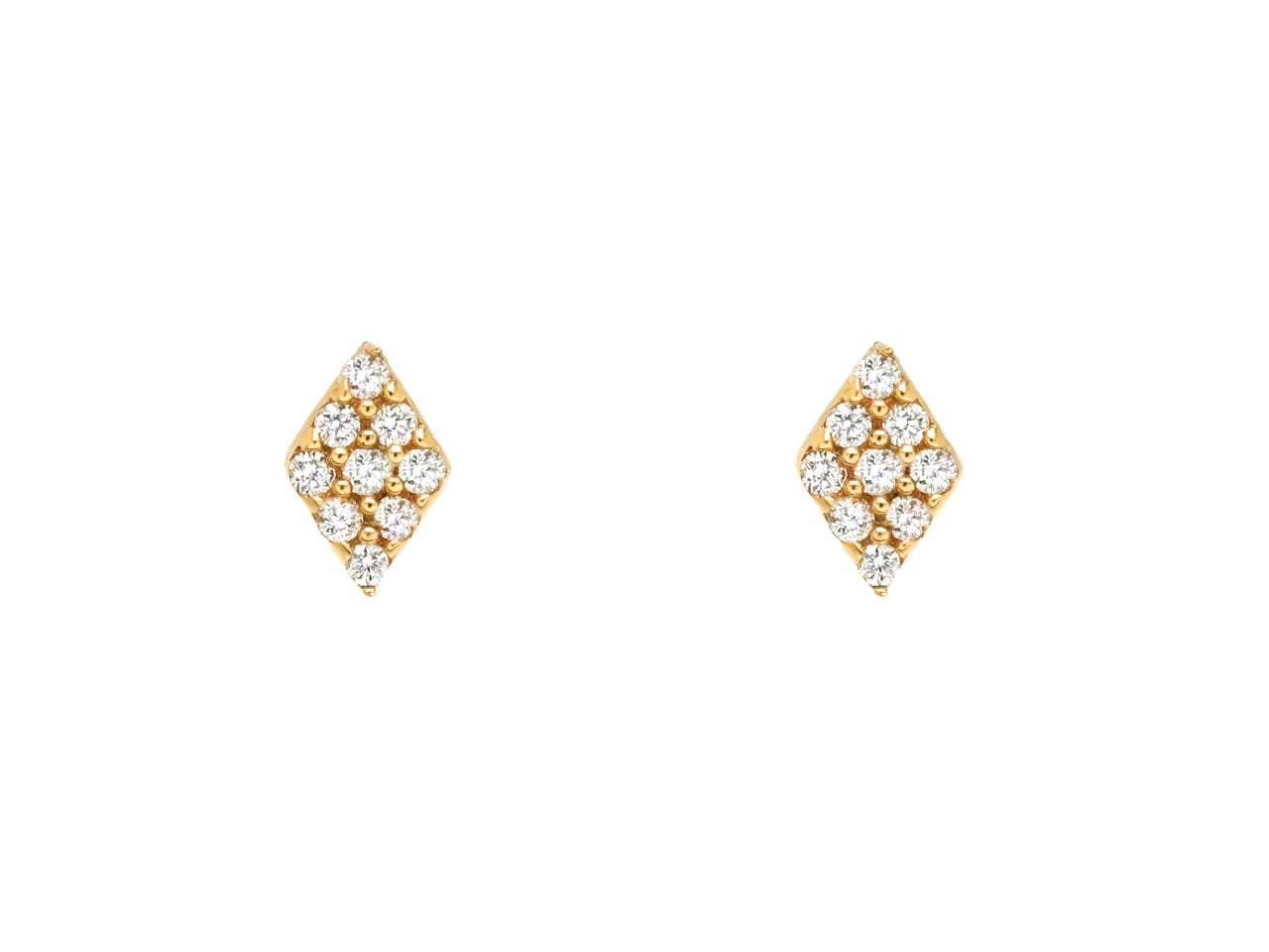 14k Yellow Gold Diamond Kite Stud Earrings