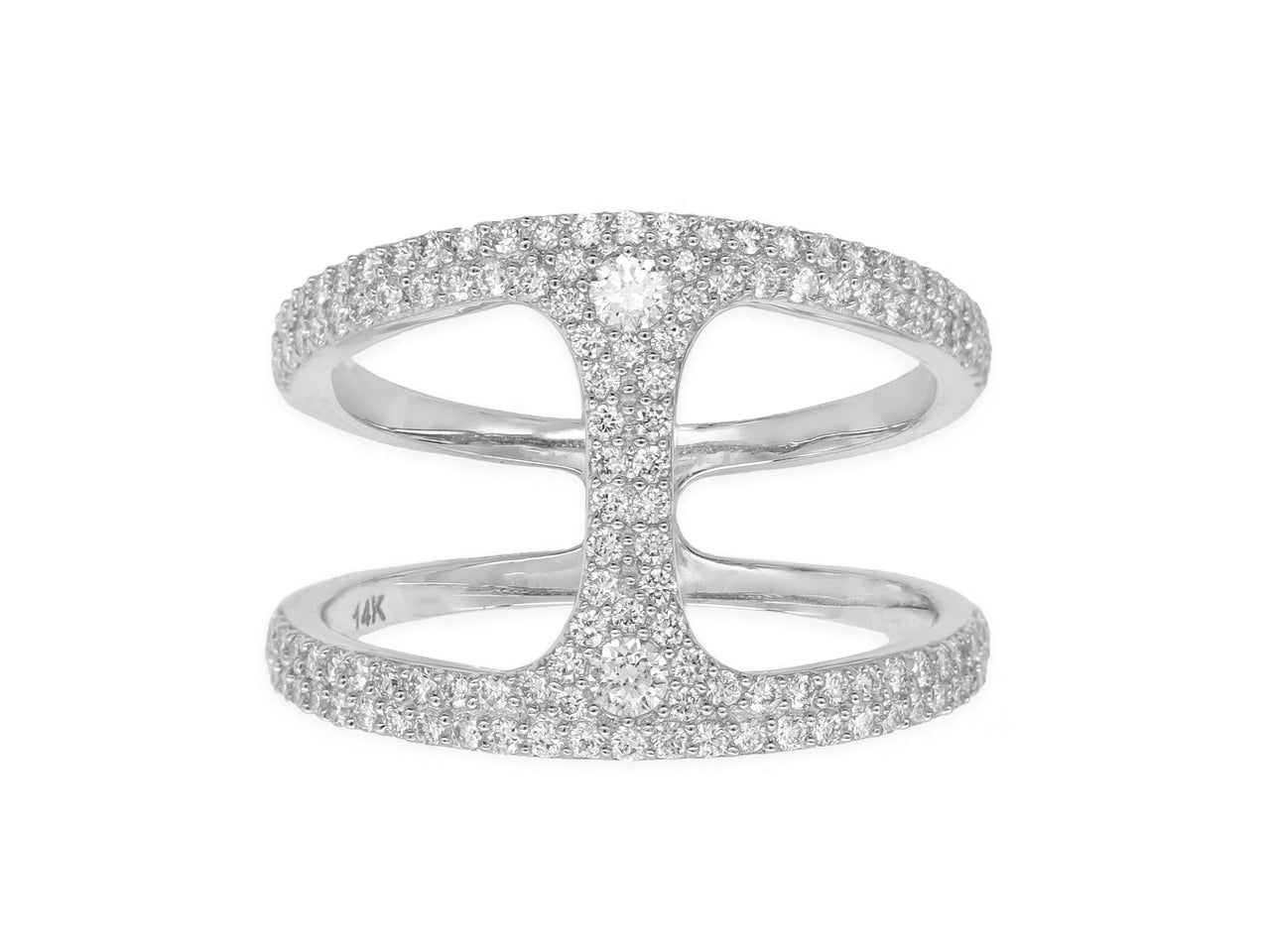 14k White Gold Diamond Saddle Ring