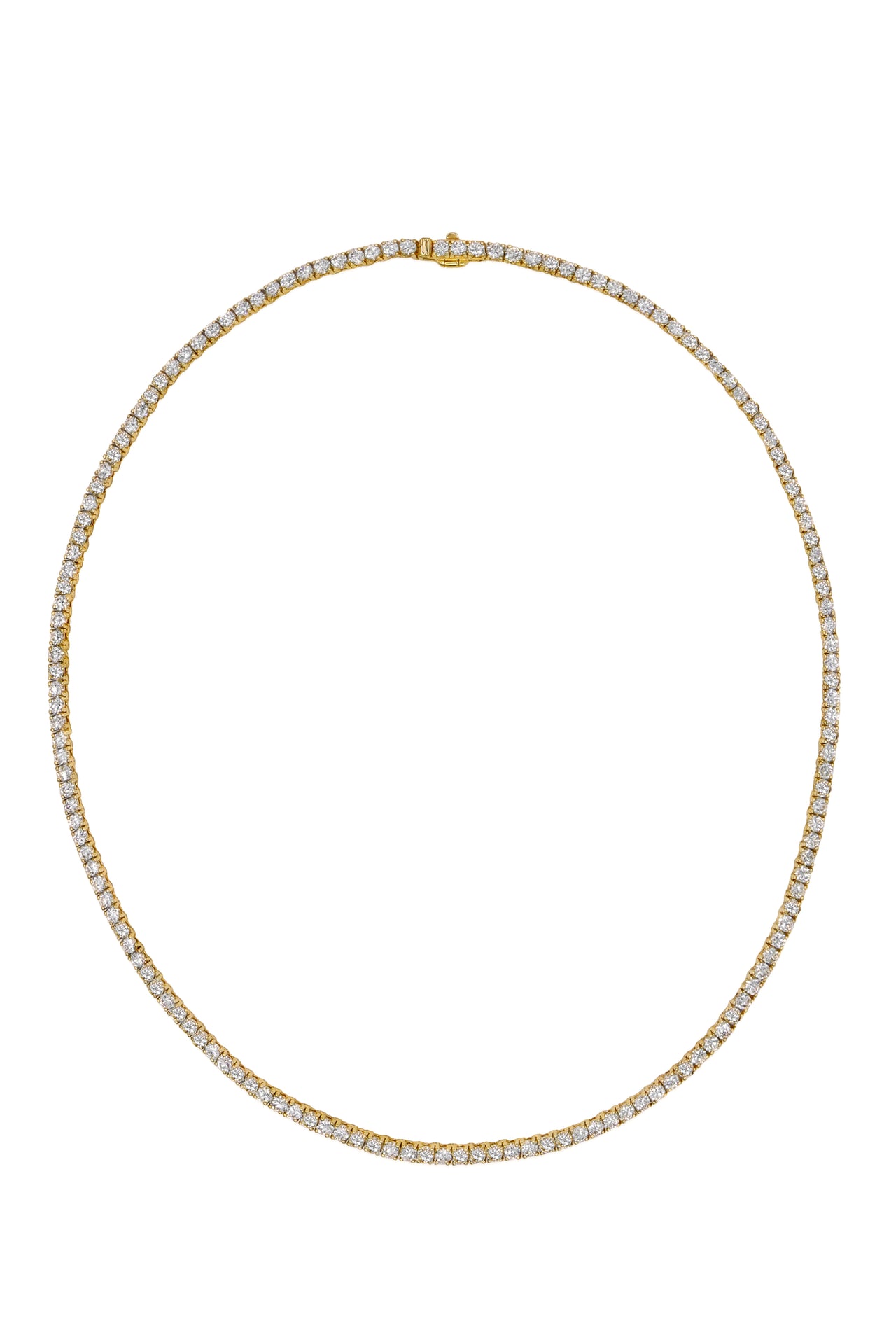 14k Extra Large 4 Prong Yellow Gold Diamond Tennis Necklace