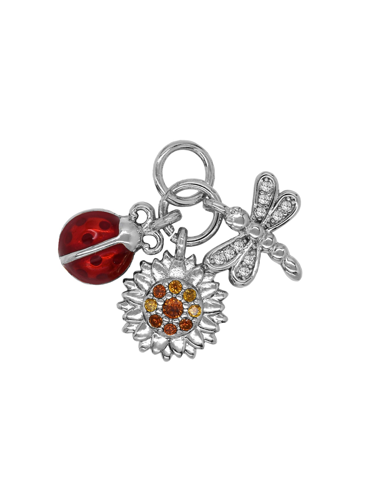 Silver Ladybug & Dragonfly Trio Charm