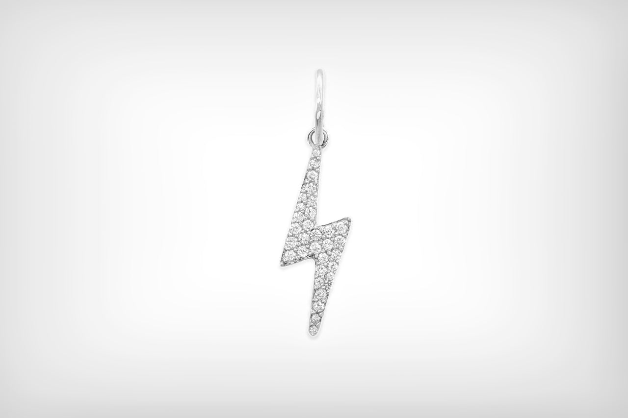 14k White Gold Diamond Reversible Lightning Bolt Charm