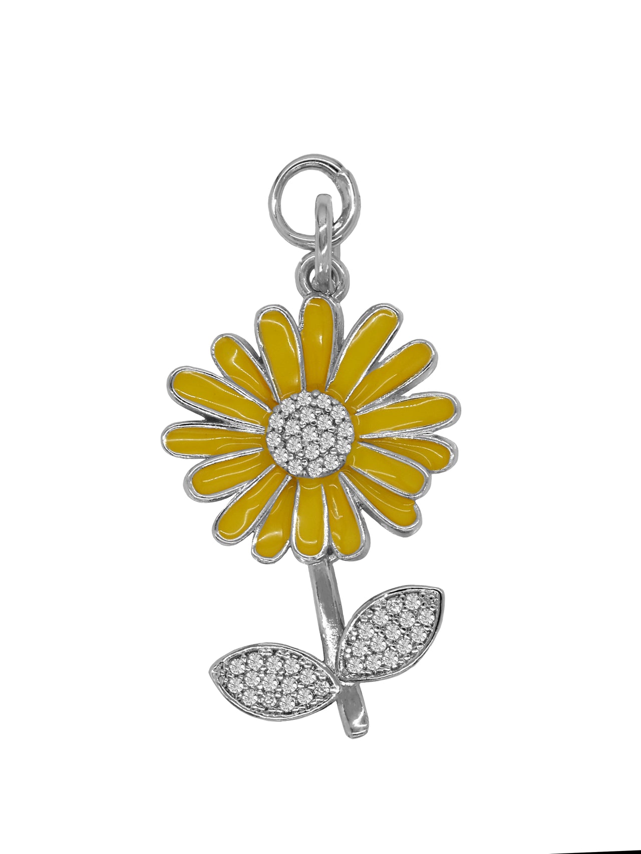 Silver Yellow Sunflower Charm