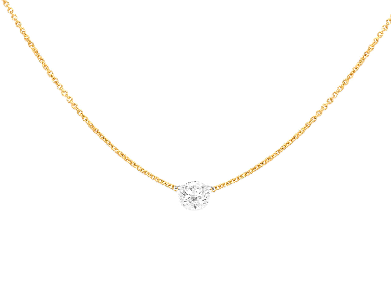 14k Yellow Gold Single Drill Diamond Necklace