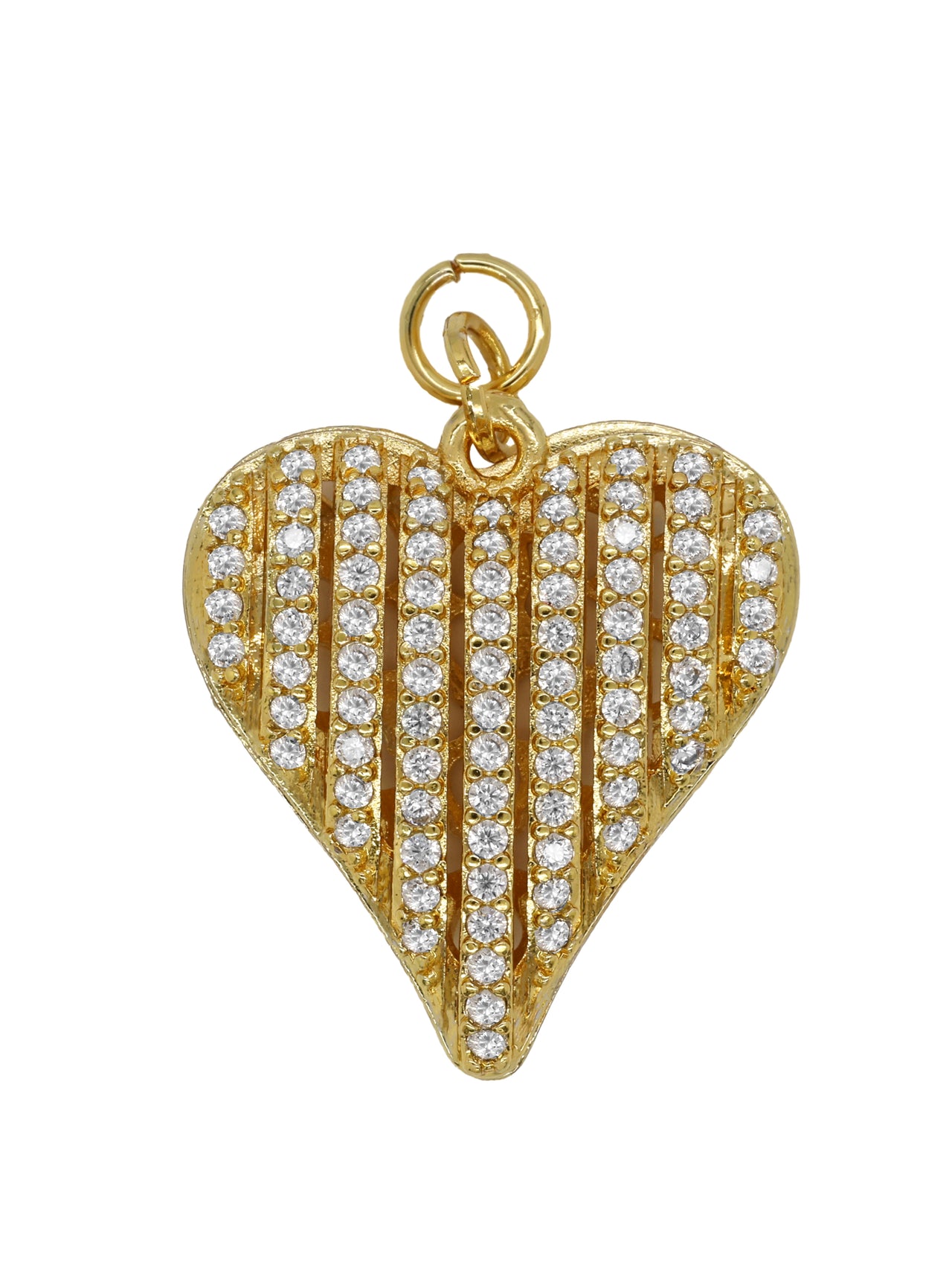Gold Large Reversible Pave Bubble Heart Charm