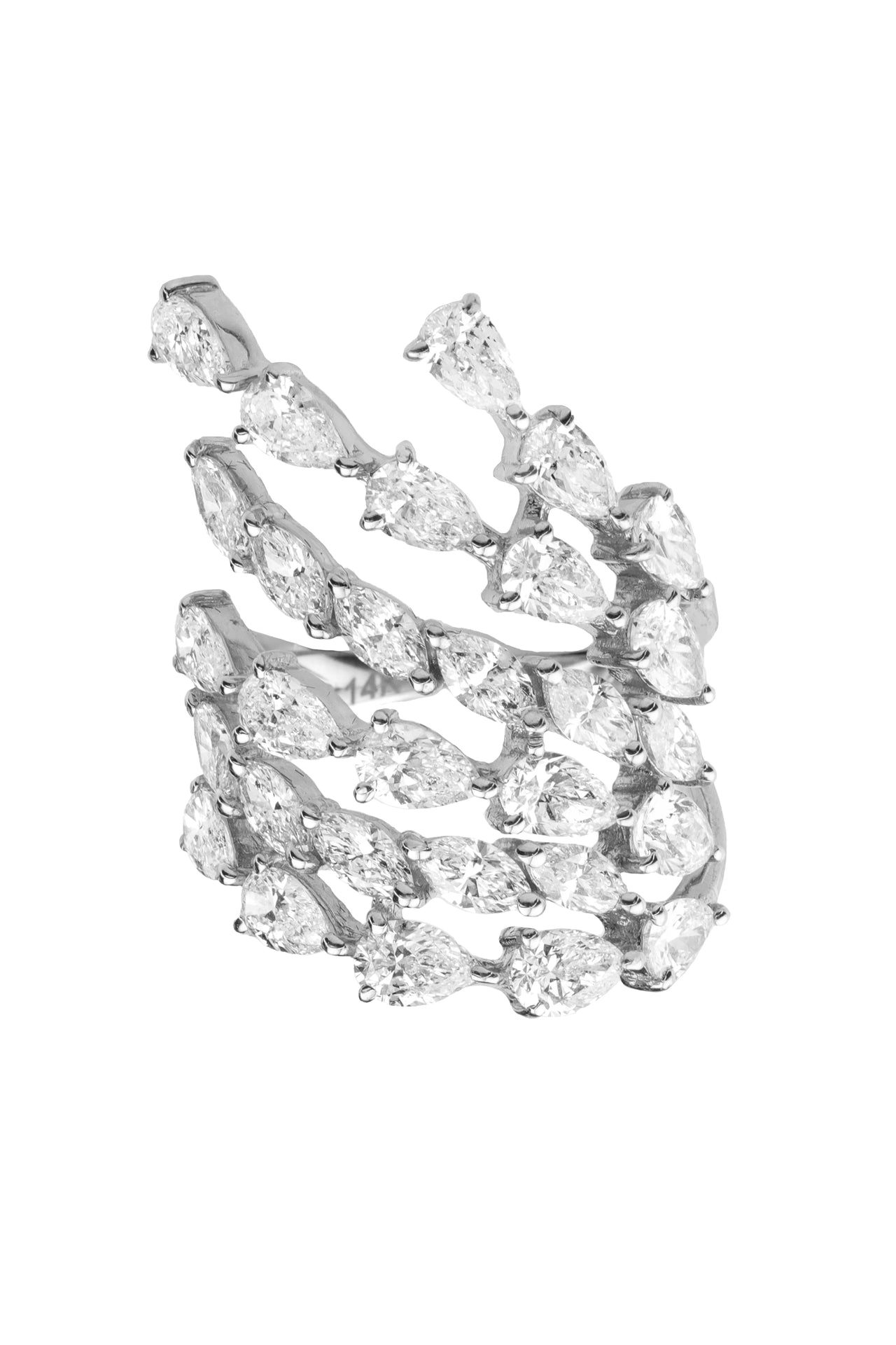 14k White Gold Diamond Large Cluster Ring