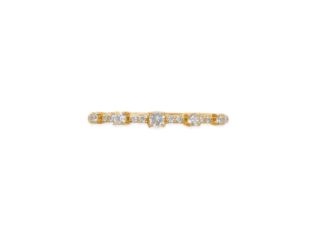 14k Yellow Gold Diamond Graduated Single Prong Ring