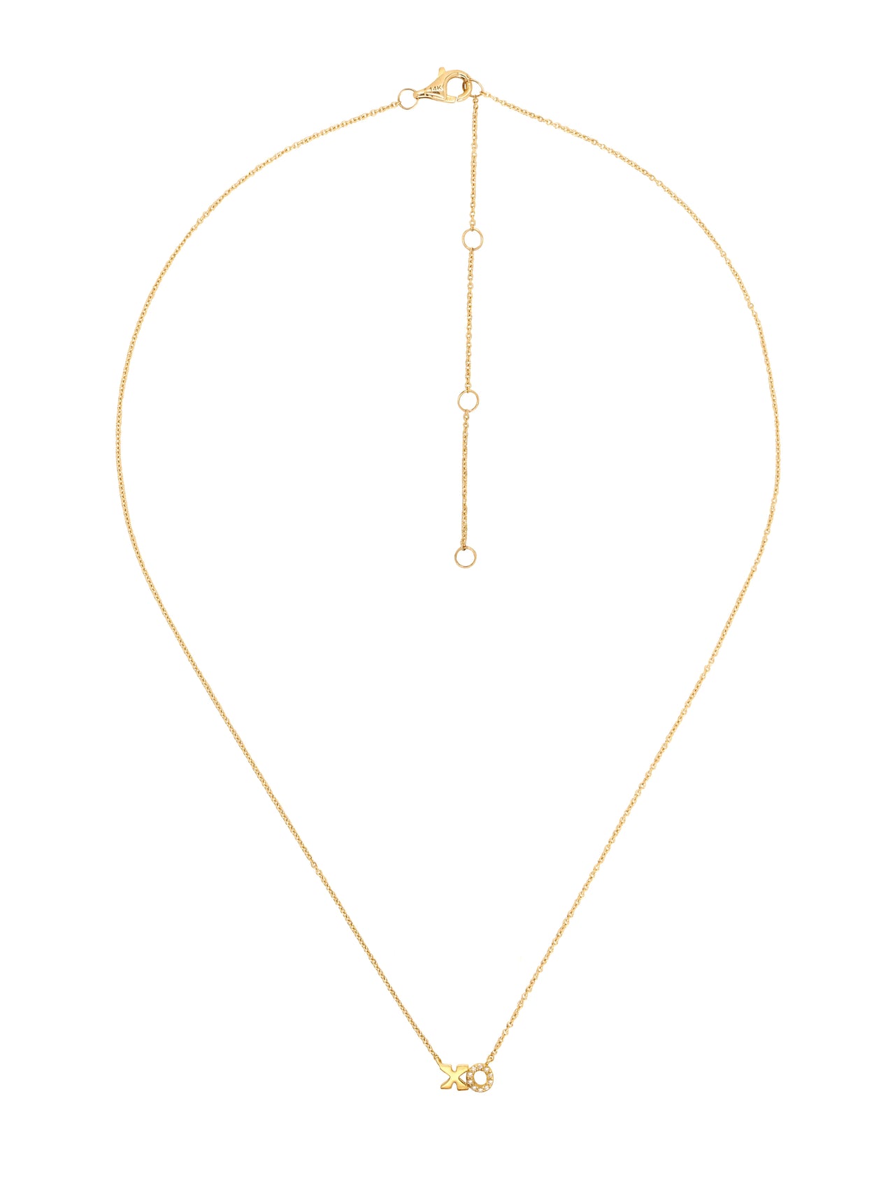 14k Yellow Gold Diamond XO Necklace