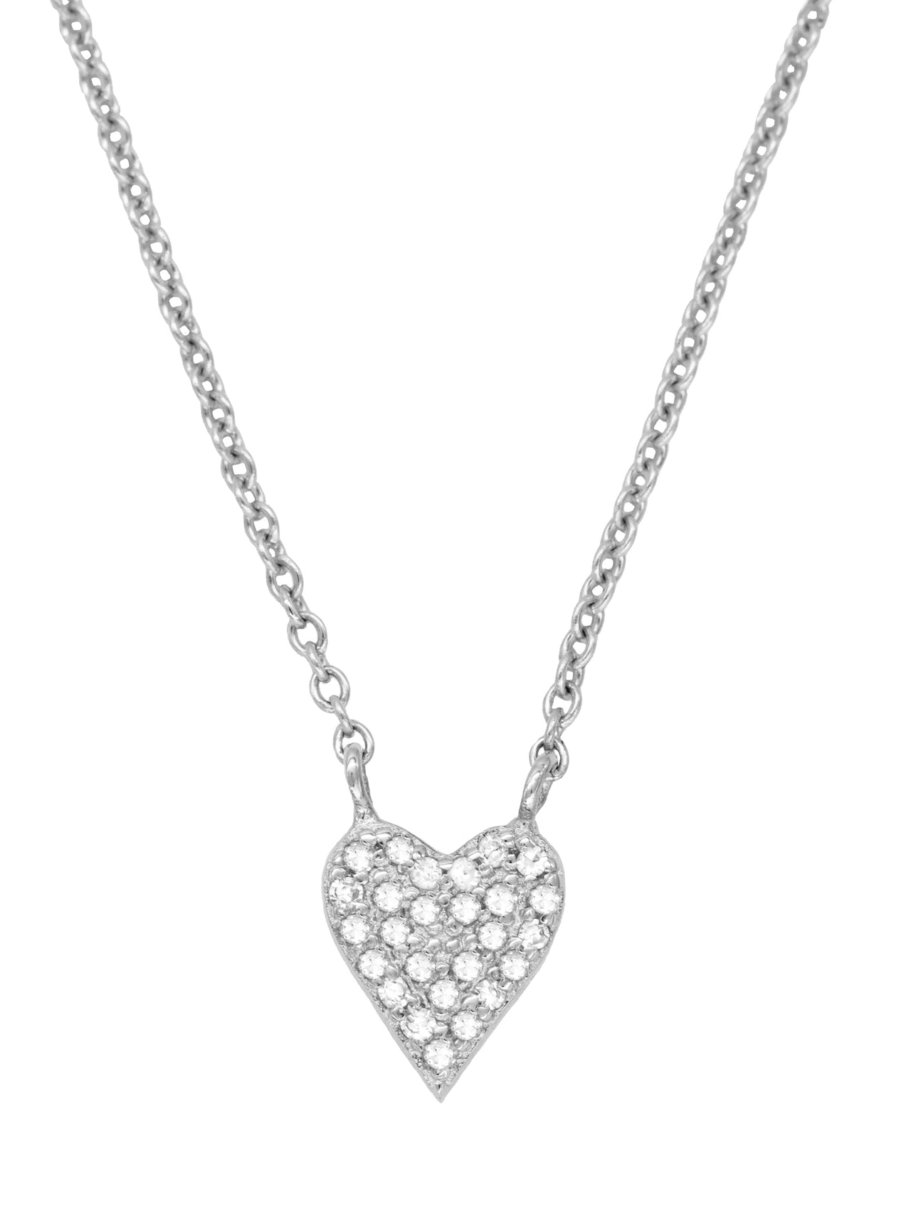 14k White Gold Small Diamond Heart Necklace