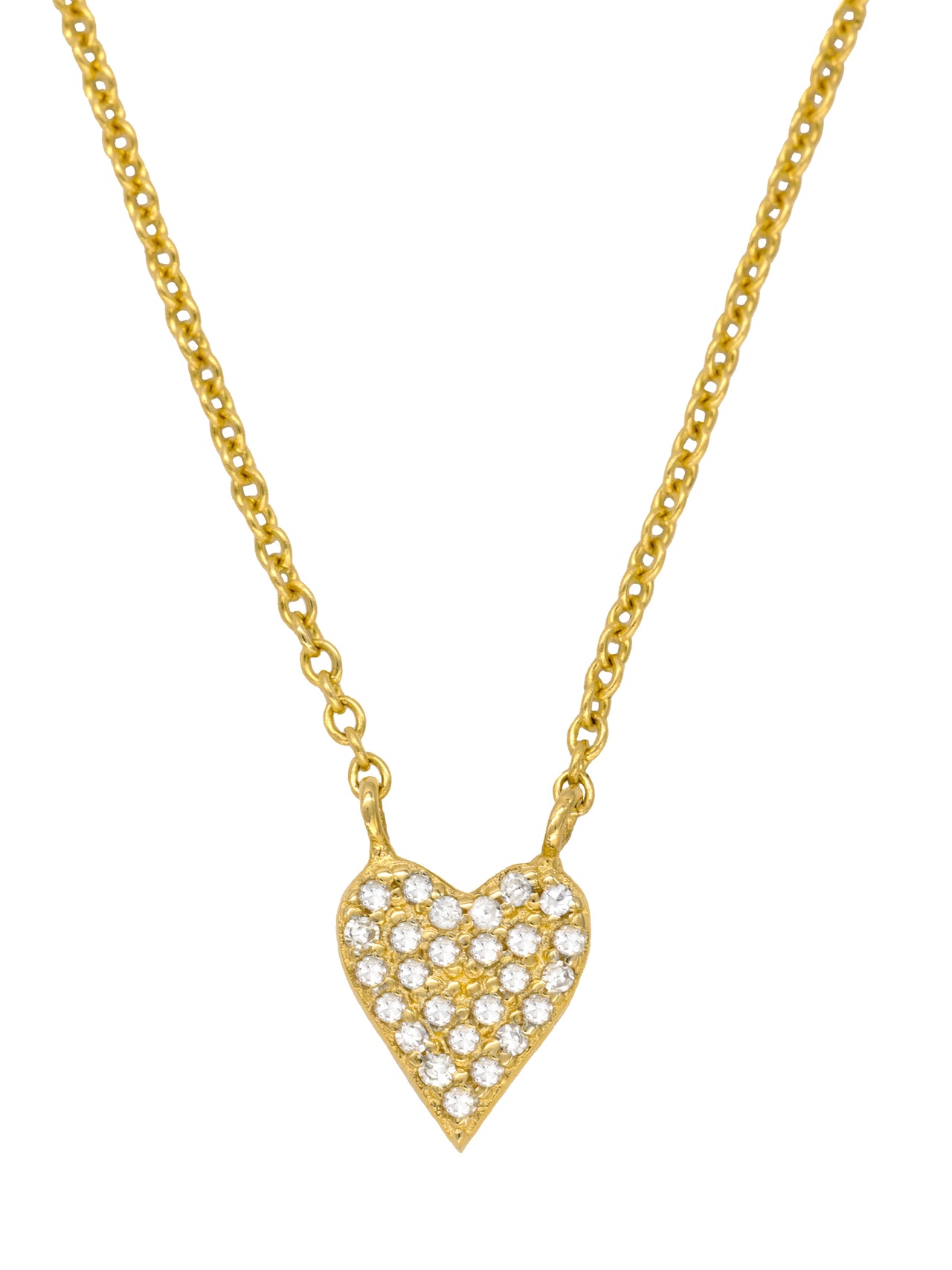 14k Yellow Gold Small Diamond Heart Necklace