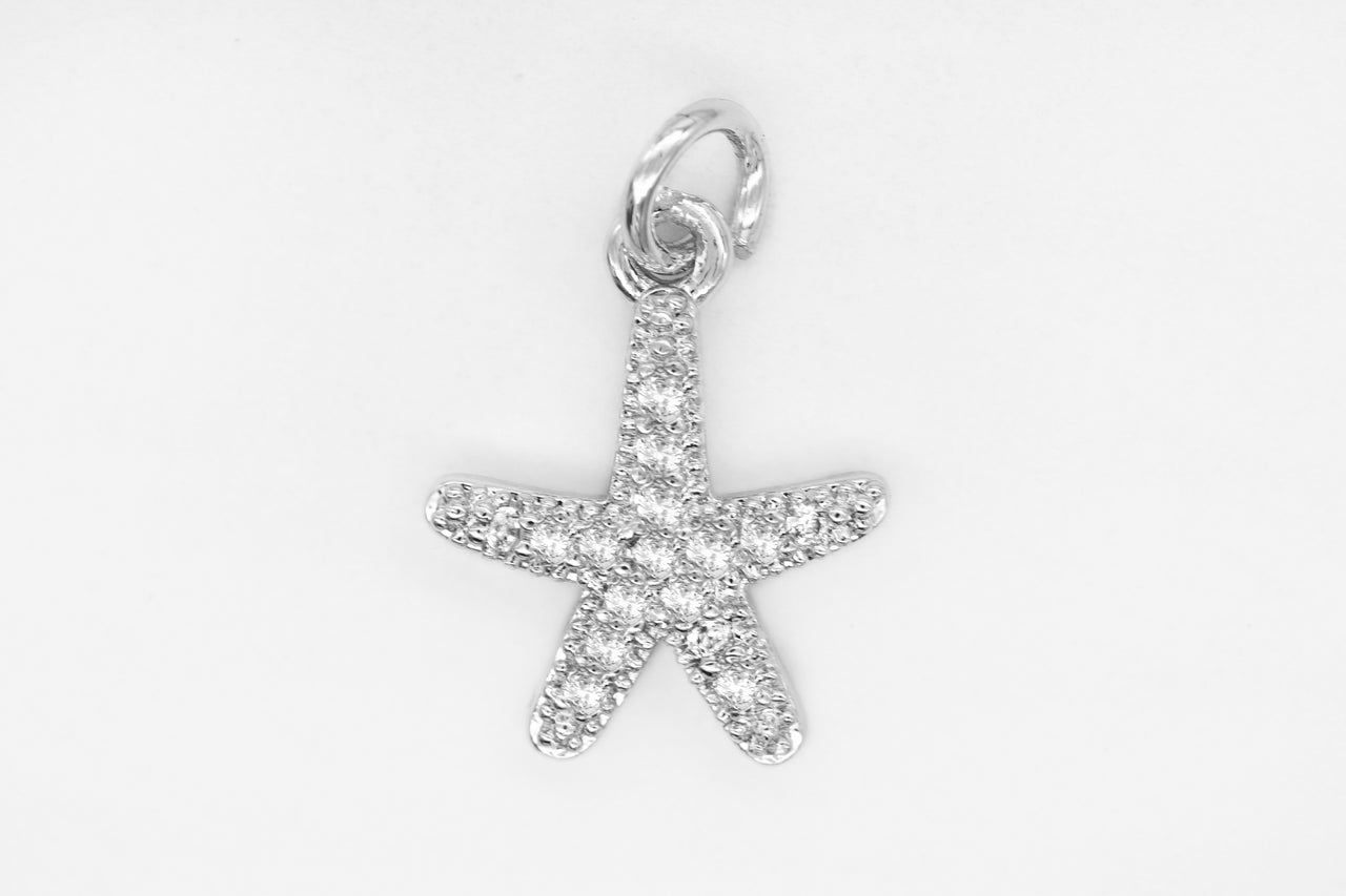 Silver Pave Small Starfish Charm