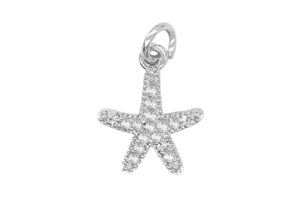 Silver Pave Small Starfish Charm