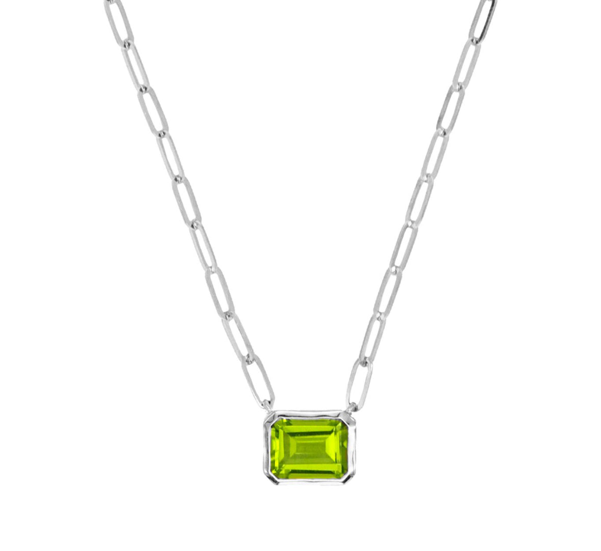 14k White Gold Peridot Necklace