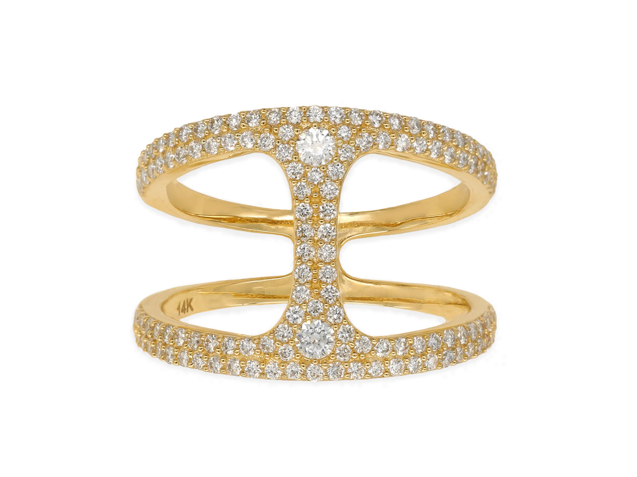 14k Yellow Gold Diamond Saddle Ring