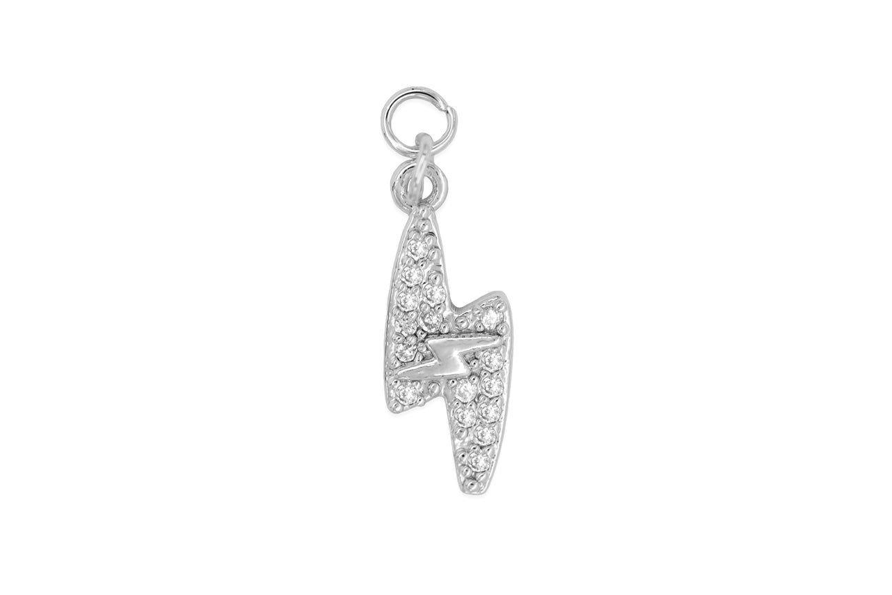 Silver Small Pave Lightening Bolt Charm