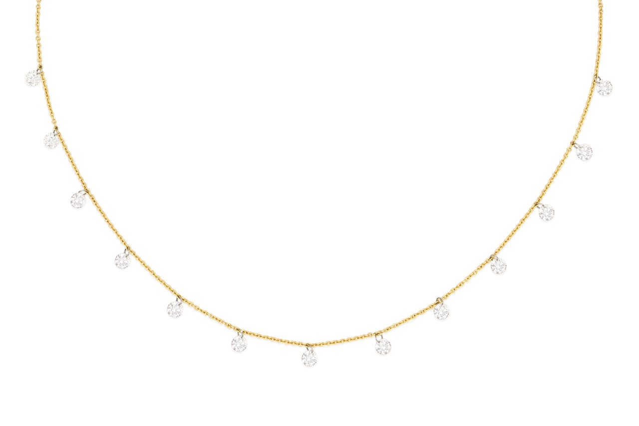 14k Yellow Gold Drill Diamond Necklace