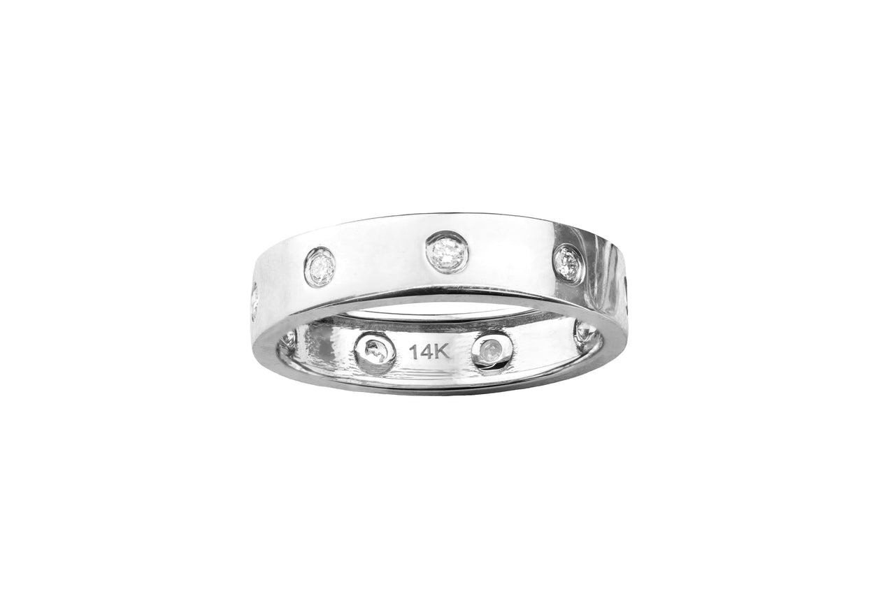 14k White Gold Diamond Band Ring