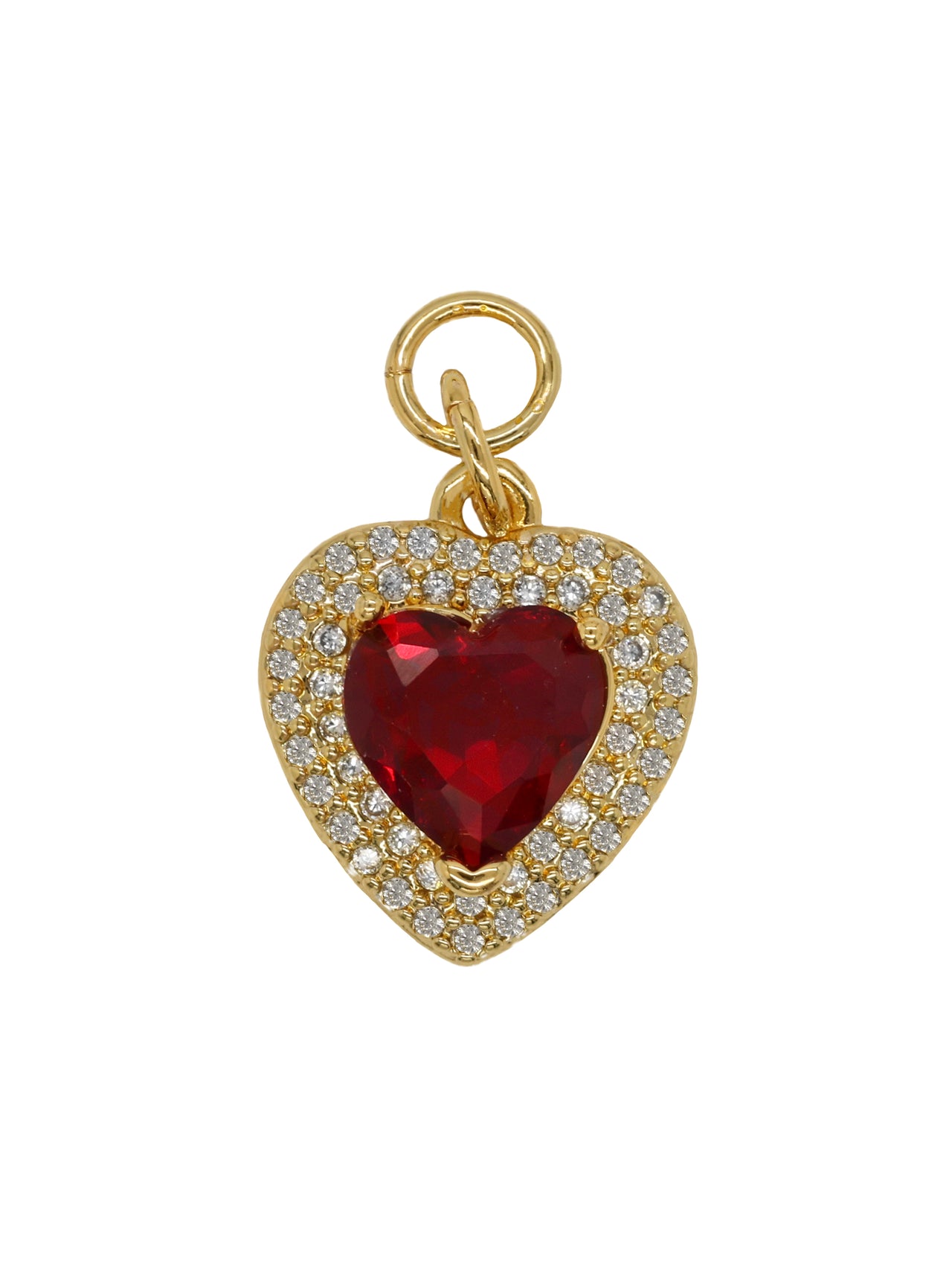 Gold Red Heart Charm
