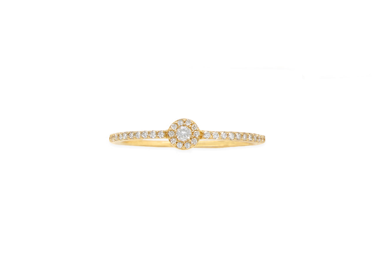 14k Yellow Gold Diamond Single Round Stackable Ring