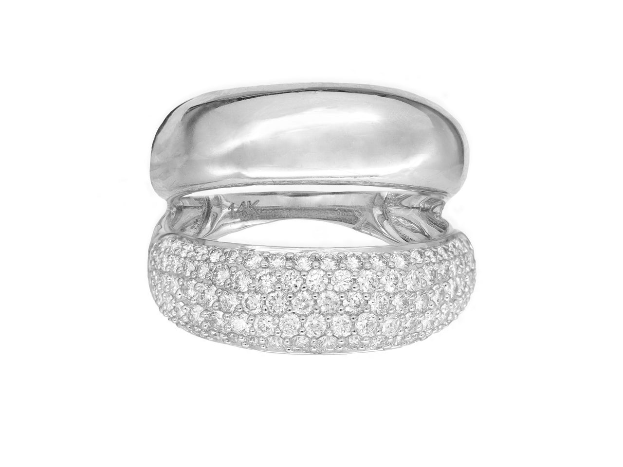 14k White Gold Diamond Double Cloud Ring