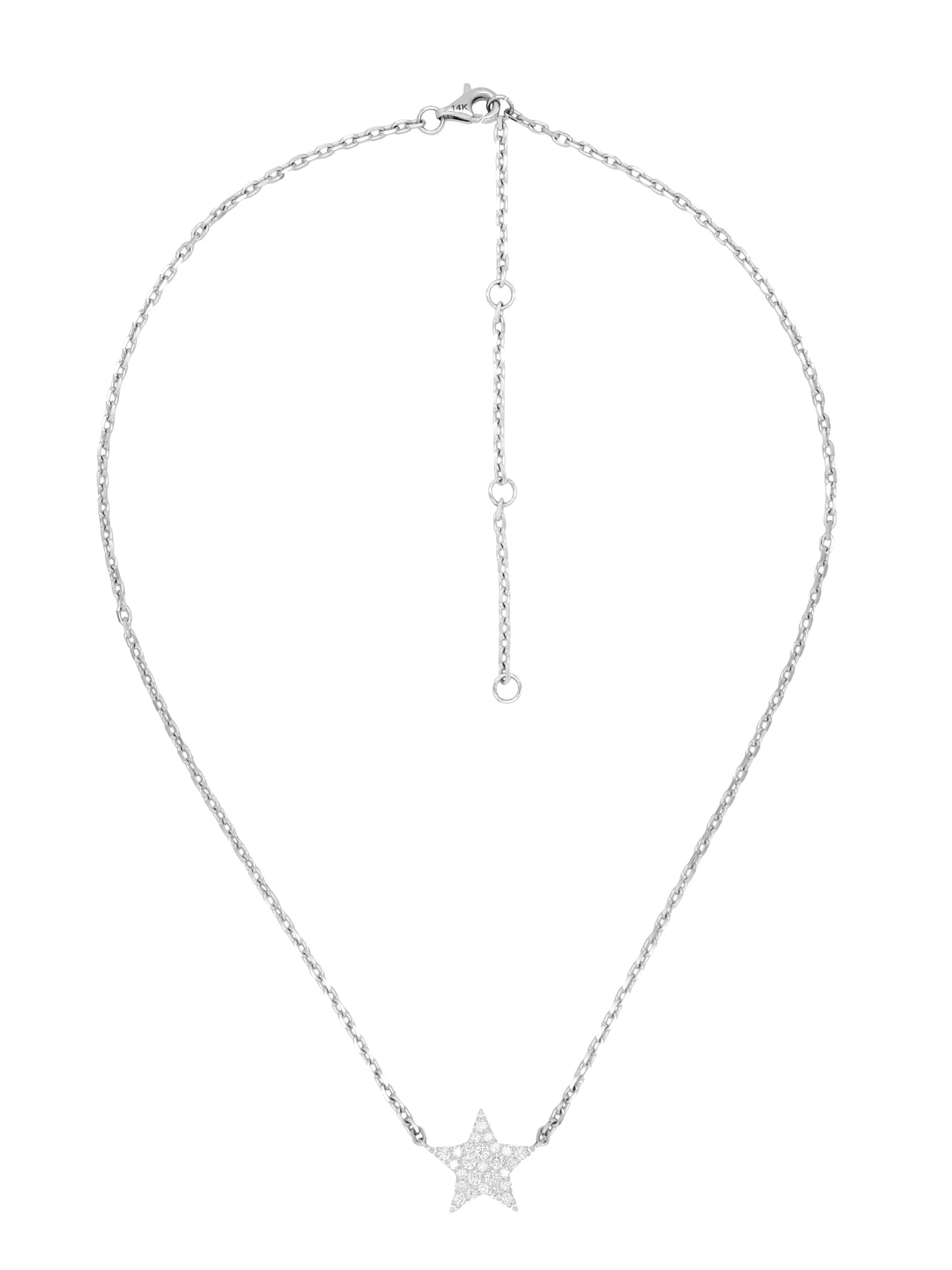 14k White Gold Diamond Star Necklace
