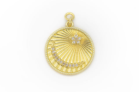 Gold Pave Star/Moon Coin Charm