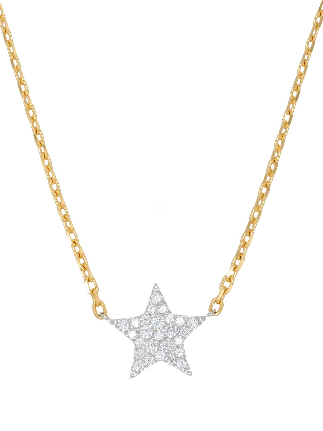 14k Yellow Gold Diamond Star Necklace