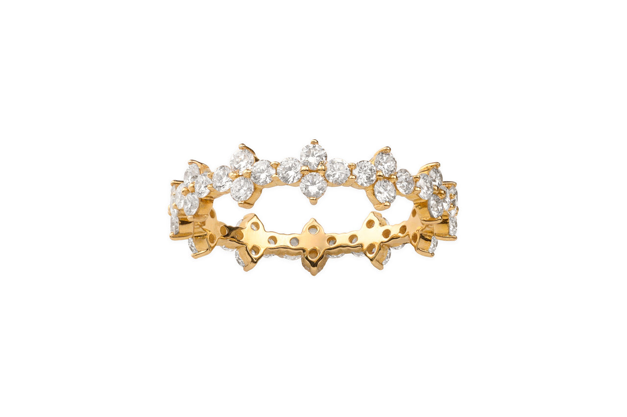 14k Yellow Gold Diamond Triangle Cluster Ring