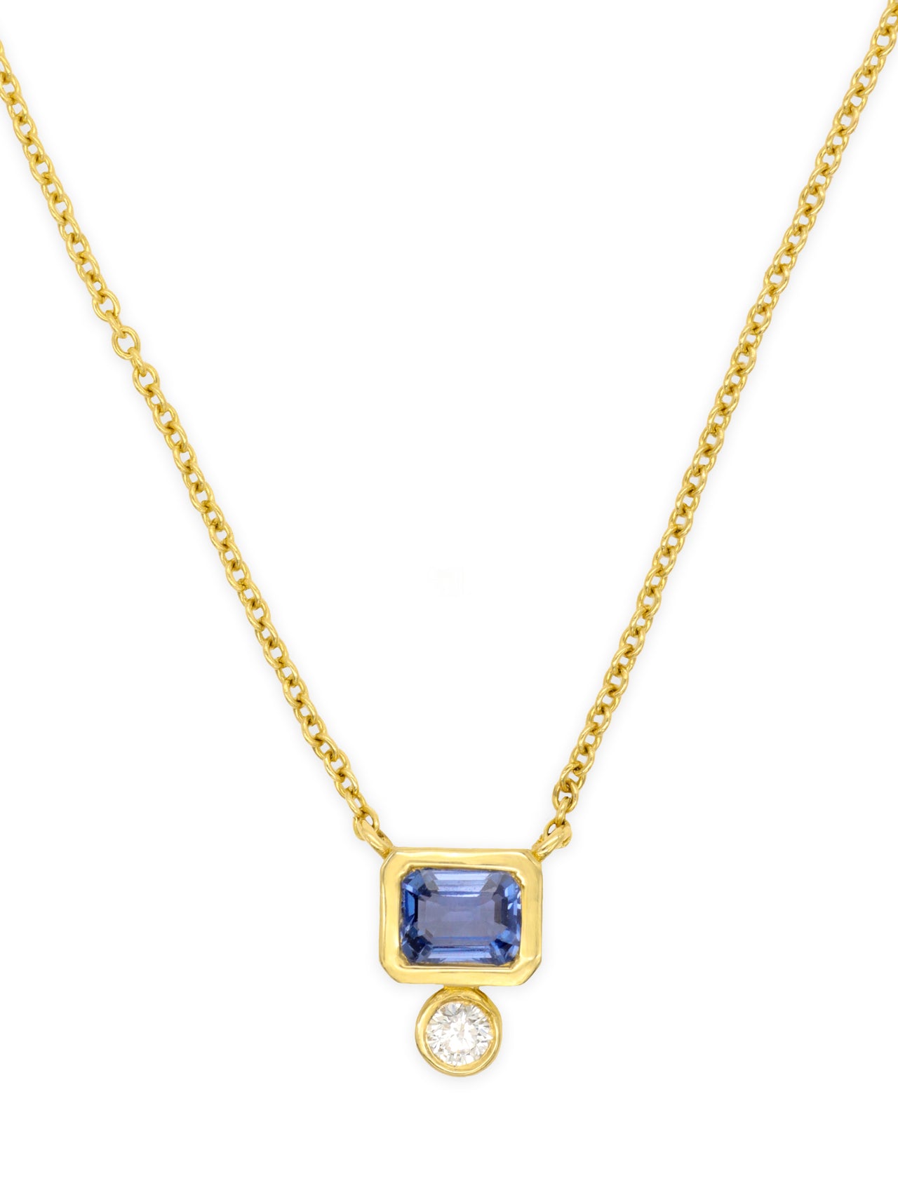 14k Yellow Gold Blue Sapphire/Diamond Necklace