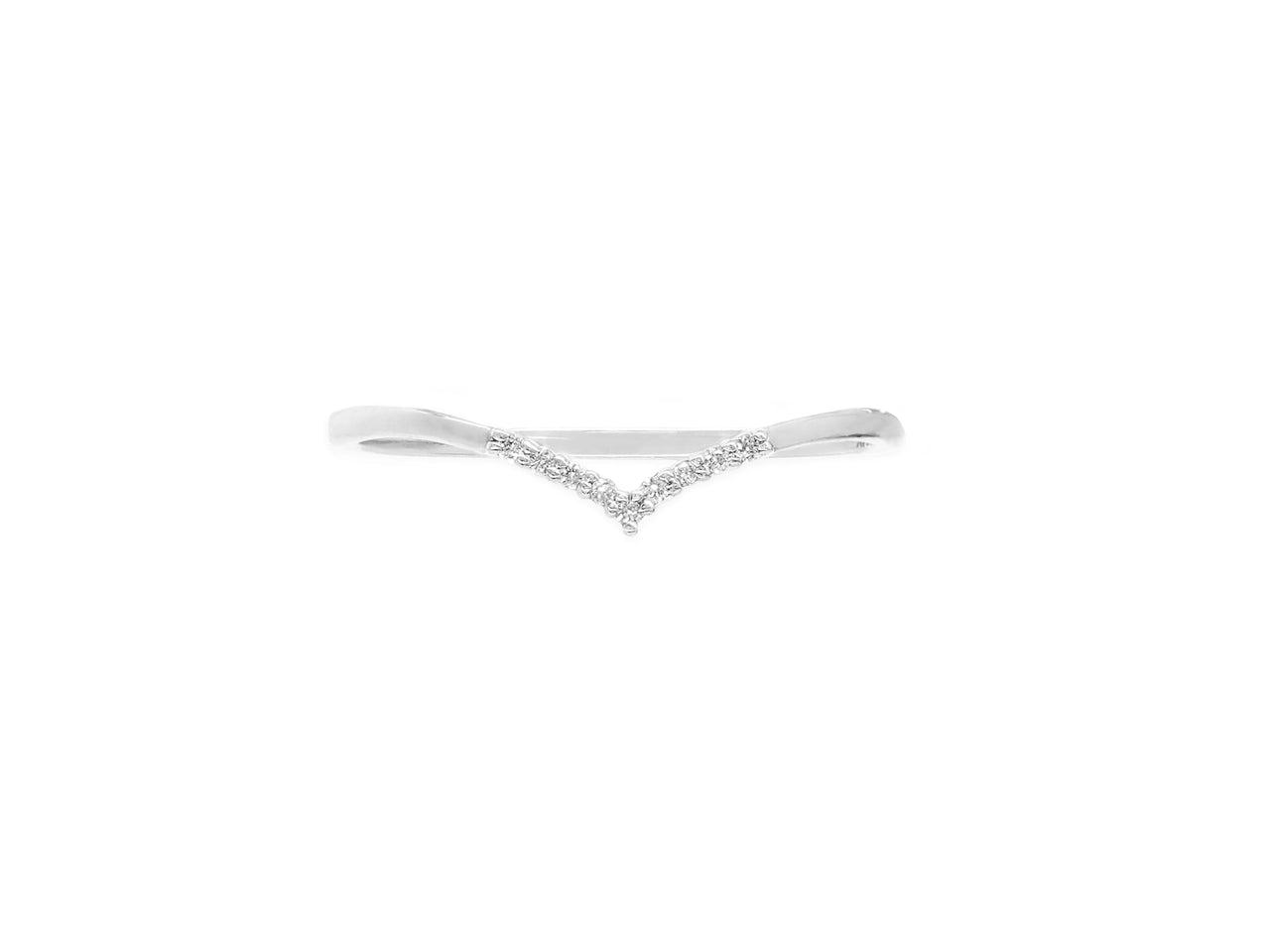 14k White Gold Diamond V Stackable Ring