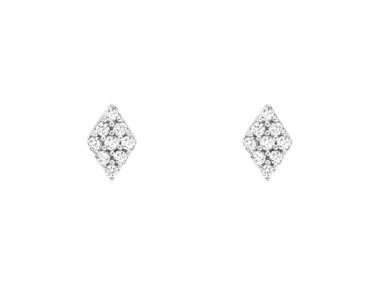 14k White Gold Diamond Kite Stud Earrings