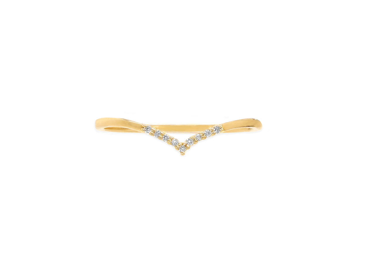 14k Yellow Gold Diamond V Stackable Ring