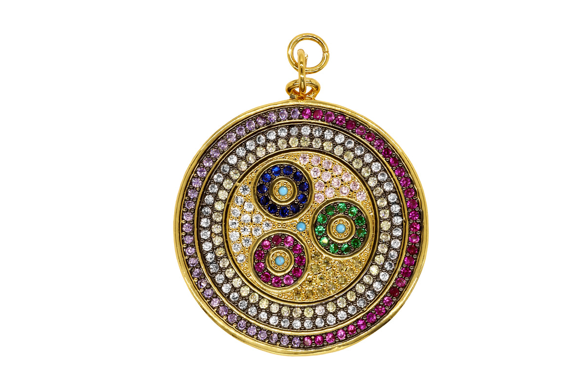 Gold Multi Color Circular Medallion