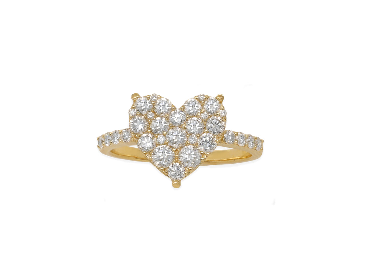 14k Yellow Gold Diamond Large Heart Ring