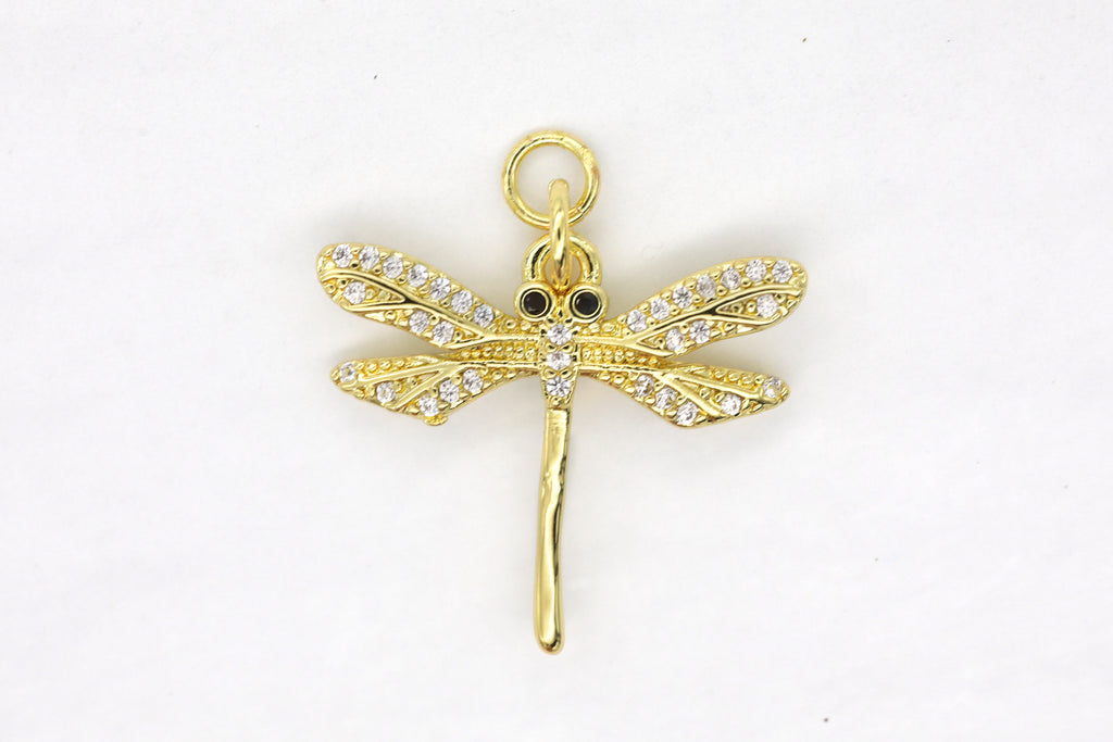Gold Pave Large Dragonfly Charm