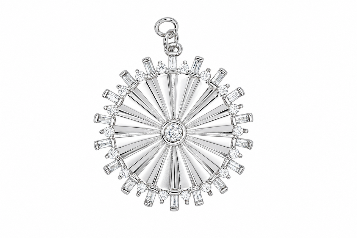 Silver Large Fan Charm