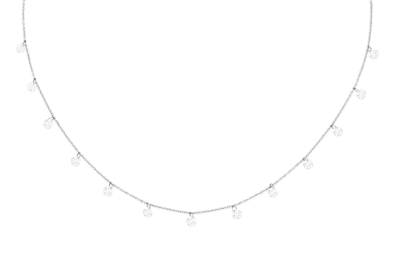 14k White Gold Drill Diamond Necklace