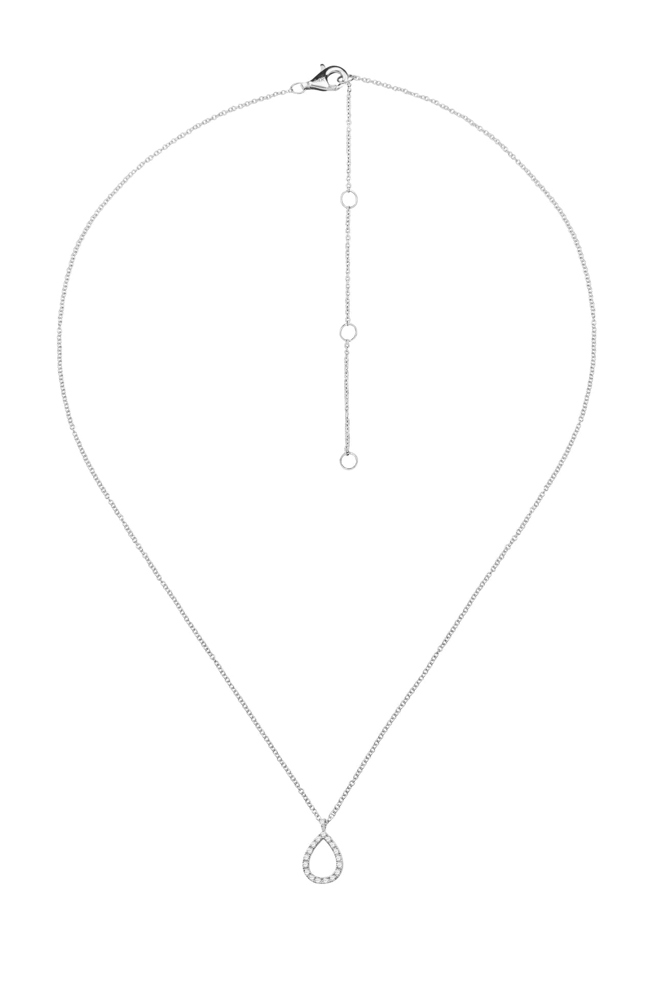 14k White Gold Diamond Rain Drop Necklace