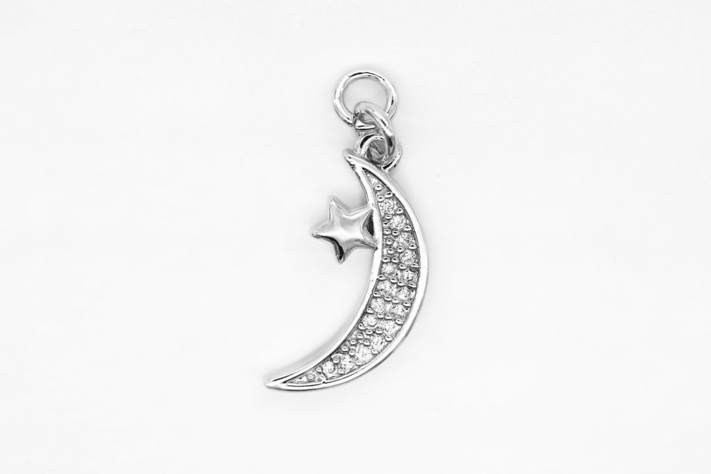 Silver Pave Small Star/Moon Charm