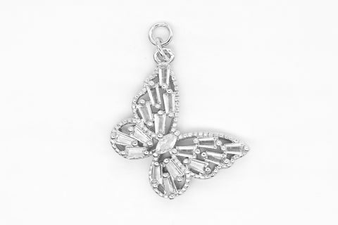 Silver Pave Side Butterfly Charm