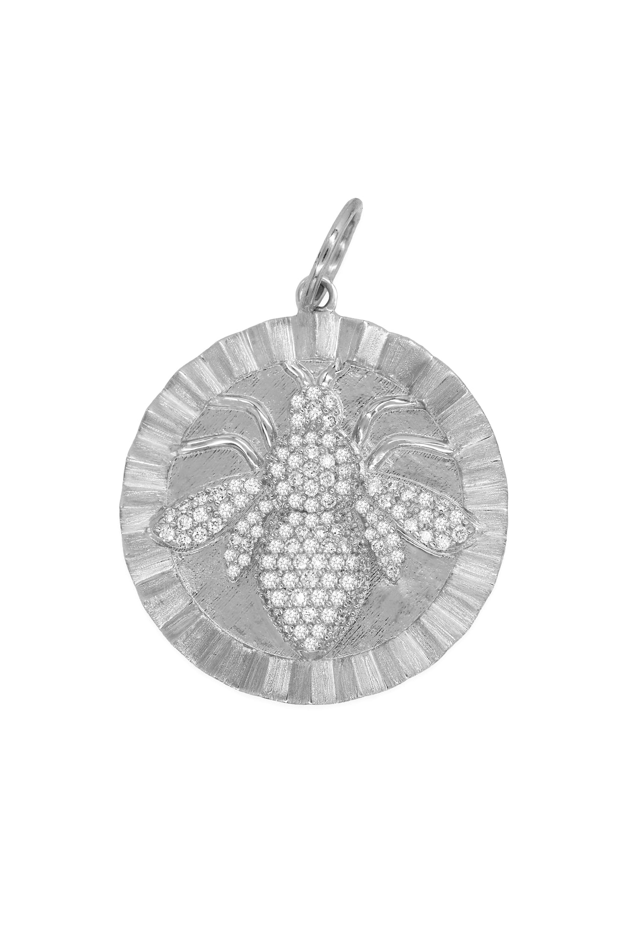 14k White Gold Diamond Bumblebee Coin Charm