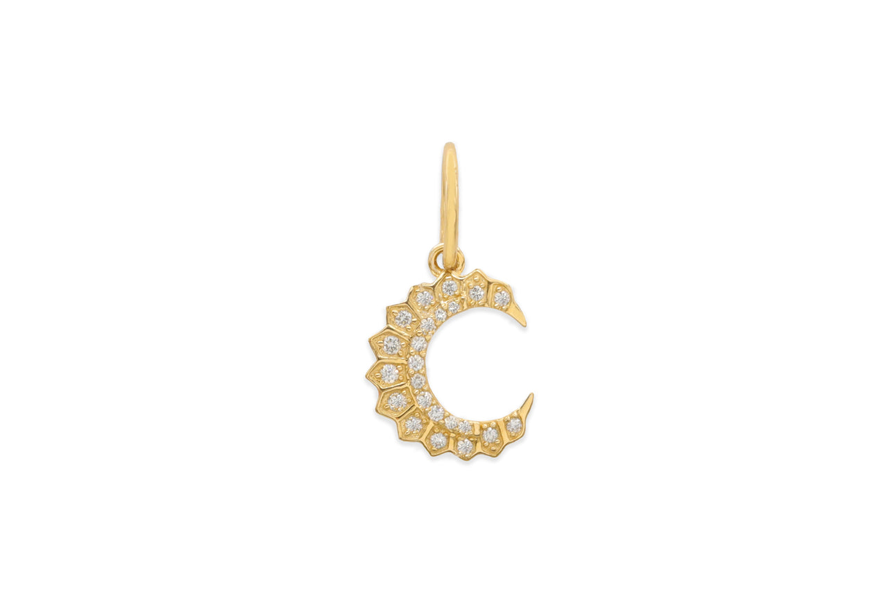 14k Yellow Gold Diamond Small Crescent Moon Charm